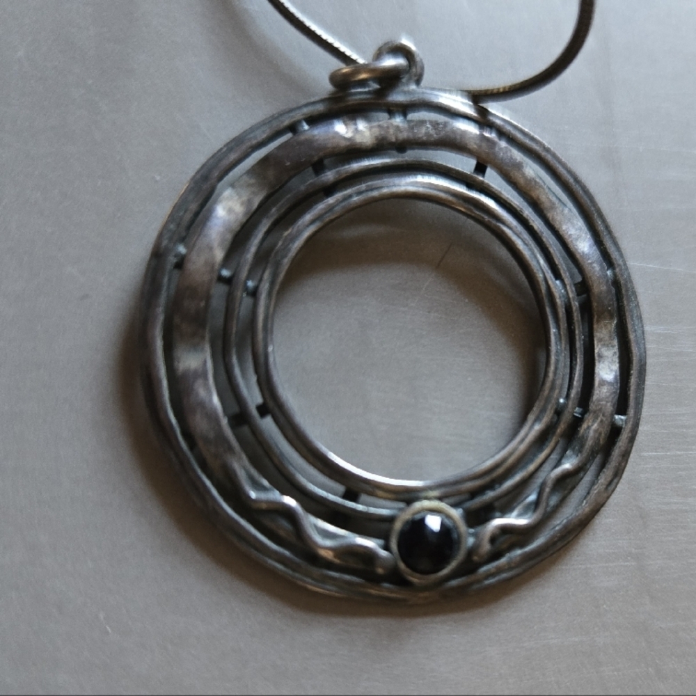 Hand Crafted Silver Sterling 925 & Gemstone  Pendant Necklace Israel